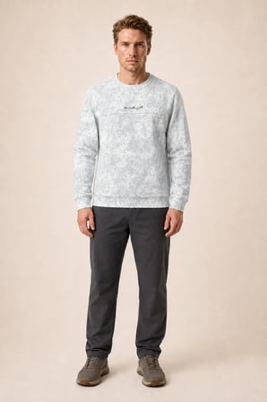 Continu Erkek Kışlık Regular Fit Kışlık Bisiklet Yaka Sweatshirt Beyaz