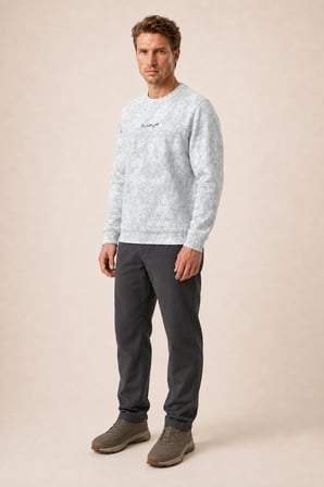 Continu Erkek Kışlık Regular Fit Kışlık Bisiklet Yaka Sweatshirt Beyaz