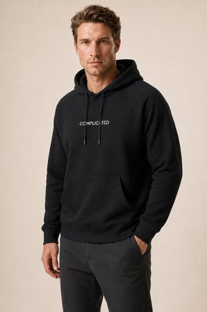 Kitell Yeni Sezon Erkek Regular Fit Pamuklu Kapüşonlu Sweatshirt Siyah