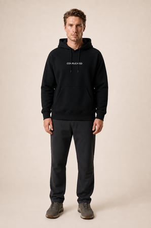 Kitell Yeni Sezon Erkek Regular Fit Pamuklu Kapüşonlu Sweatshirt Siyah