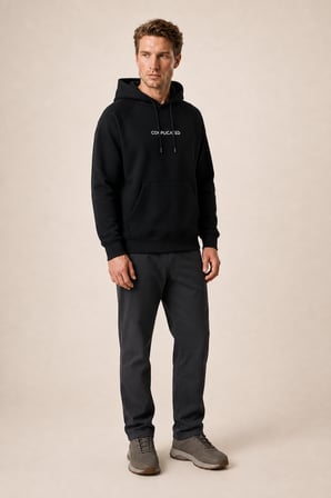 Kitell Yeni Sezon Erkek Regular Fit Pamuklu Kapüşonlu Sweatshirt Siyah