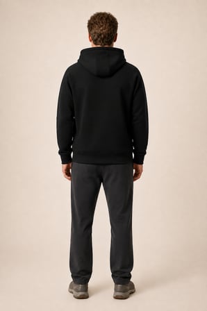 Kitell Yeni Sezon Erkek Regular Fit Pamuklu Kapüşonlu Sweatshirt Siyah