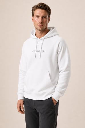 Kitell Yeni Sezon Erkek Regular Fit Pamuklu Kapüşonlu Sweatshirt Beyaz