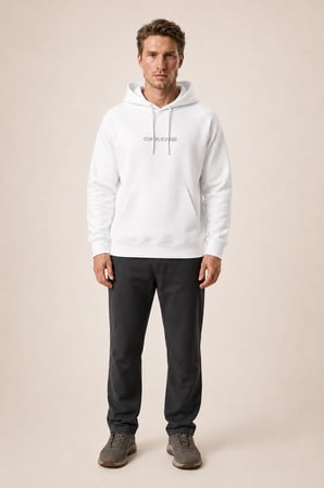 Kitell Yeni Sezon Erkek Regular Fit Pamuklu Kapüşonlu Sweatshirt Beyaz