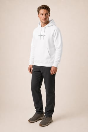 Kitell Yeni Sezon Erkek Regular Fit Pamuklu Kapüşonlu Sweatshirt Beyaz