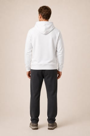 Kitell Yeni Sezon Erkek Regular Fit Pamuklu Kapüşonlu Sweatshirt Beyaz