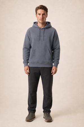 Kitell Yeni Sezon Erkek Regular Fit Pamuklu Kapüşonlu Sweatshirt Antrasit
