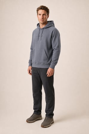 Kitell Yeni Sezon Erkek Regular Fit Pamuklu Kapüşonlu Sweatshirt Antrasit