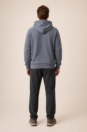 Kitell Yeni Sezon Erkek Regular Fit Pamuklu Kapüşonlu Sweatshirt Antrasit
