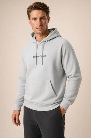 Kitell Yeni Sezon Erkek Regular Fit Pamuklu Kapüşonlu Sweatshirt Gri