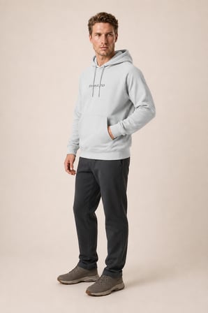 Kitell Yeni Sezon Erkek Regular Fit Pamuklu Kapüşonlu Sweatshirt Gri