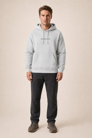 Kitell Yeni Sezon Erkek Regular Fit Pamuklu Kapüşonlu Sweatshirt Gri
