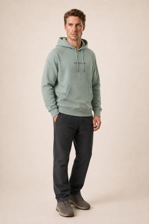 Kitell Yeni Sezon Erkek Regular Fit Pamuklu Kapüşonlu Sweatshirt Mint