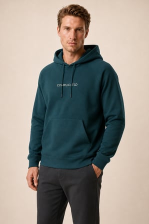 Kitell Yeni Sezon Erkek Regular Fit Pamuklu Kapüşonlu Sweatshirt Nefti