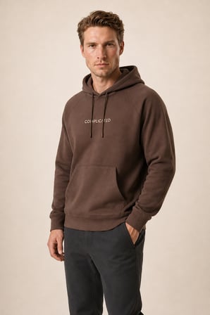 Kitell Yeni Sezon Erkek Regular Fit Pamuklu Kapüşonlu Sweatshirt Kahve