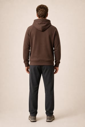 Kitell Yeni Sezon Erkek Regular Fit Pamuklu Kapüşonlu Sweatshirt Kahve