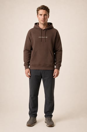 Kitell Yeni Sezon Erkek Regular Fit Pamuklu Kapüşonlu Sweatshirt Kahve