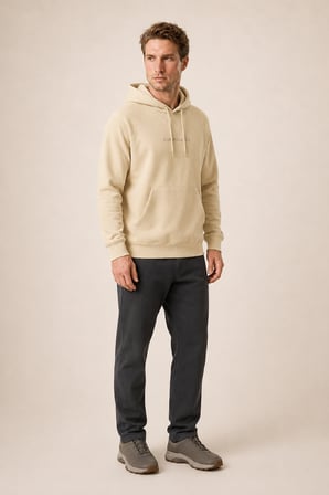 Kitell Yeni Sezon Erkek Regular Fit Pamuklu Kapüşonlu Sweatshirt Bej