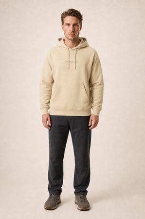 Kitell Yeni Sezon Erkek Regular Fit Pamuklu Kapüşonlu Sweatshirt Bej
