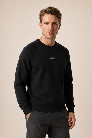 Forever Yeni Sezon Erkek Regular Fit Pamuklu Sweatshirt Siyah
