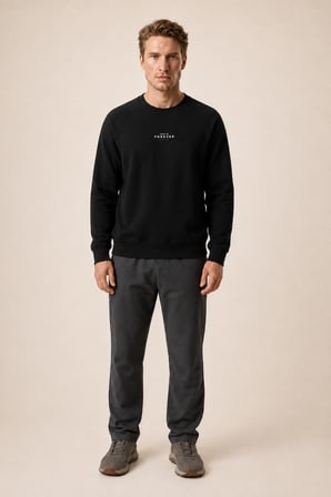 Forever Yeni Sezon Erkek Regular Fit Pamuklu Sweatshirt Siyah