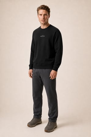 Forever Yeni Sezon Erkek Regular Fit Pamuklu Sweatshirt Siyah
