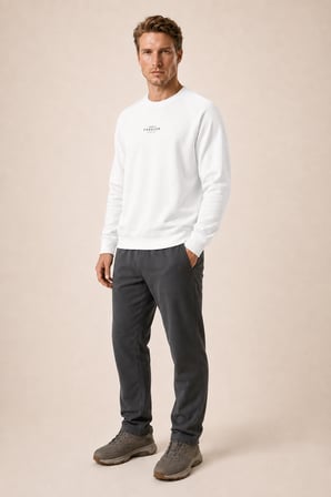 Forever Yeni Sezon Erkek Regular Fit Pamuklu Sweatshirt Beyaz