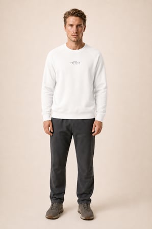 Forever Yeni Sezon Erkek Regular Fit Pamuklu Sweatshirt Beyaz