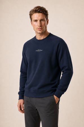 Forever Yeni Sezon Erkek Regular Fit Pamuklu Sweatshirt Lacivert