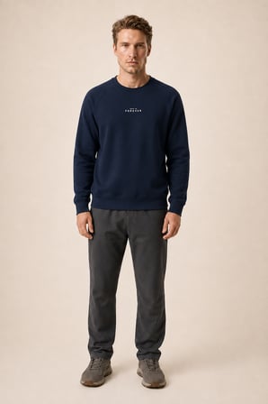 Forever Yeni Sezon Erkek Regular Fit Pamuklu Sweatshirt Lacivert