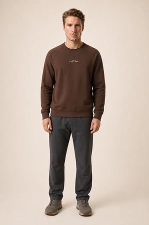 Forever Yeni Sezon Erkek Regular Fit Pamuklu Sweatshirt Kahve