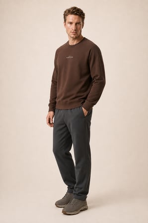 Forever Yeni Sezon Erkek Regular Fit Pamuklu Sweatshirt Kahve