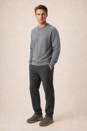 Forever Yeni Sezon Erkek Regular Fit Pamuklu Sweatshirt Füme