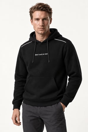 Donyt Erkek Yeni Sezon Regular Fit Kapüşonlu Pamuklu Sweartshirt Siyah