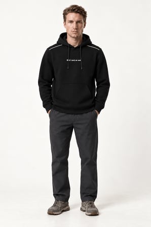 Donyt Erkek Yeni Sezon Regular Fit Kapüşonlu Pamuklu Sweartshirt Siyah