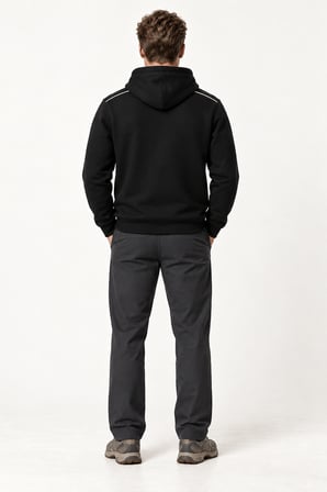 Donyt Erkek Yeni Sezon Regular Fit Kapüşonlu Pamuklu Sweartshirt Siyah