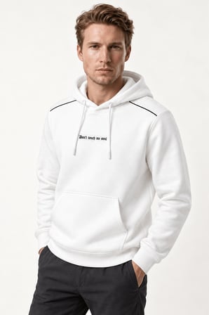 Donyt Erkek Yeni Sezon Regular Fit Kapüşonlu Pamuklu Sweartshirt Beyaz