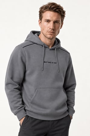 Donyt Erkek Yeni Sezon Regular Fit Kapüşonlu Pamuklu Sweartshirt Antrasit