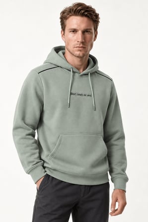 Donyt Erkek Yeni Sezon Regular Fit Kapüşonlu Pamuklu Sweartshirt Mint