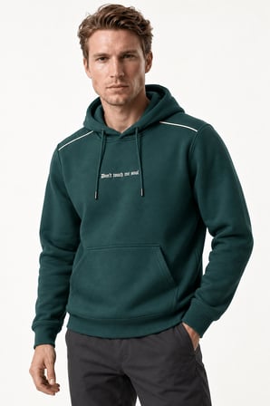 Donyt Erkek Yeni Sezon Regular Fit Kapüşonlu Pamuklu Sweartshirt Nefti