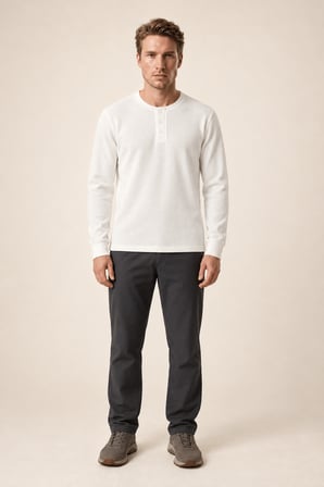 Bron Erkek Yeni Sezon Oversize Düğmeli Sweatshirt Beyaz