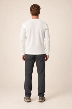 Bron Erkek Yeni Sezon Oversize Düğmeli Sweatshirt Beyaz
