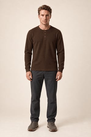 Bron Erkek Yeni Sezon Oversize Düğmeli Sweatshirt Kahve