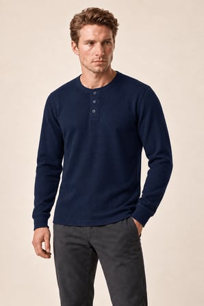 Bron Erkek Yeni Sezon Oversize Düğmeli Sweatshirt Lacivert