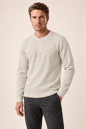 Bron Erkek Yeni Sezon Oversize Düğmeli Sweatshirt Bej