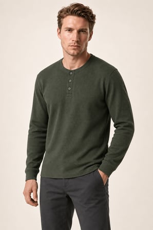 Bron Erkek Yeni Sezon Oversize Düğmeli Sweatshirt Haki