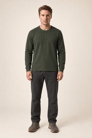 Bron Erkek Yeni Sezon Oversize Düğmeli Sweatshirt Haki