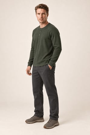 Bron Erkek Yeni Sezon Oversize Düğmeli Sweatshirt Haki