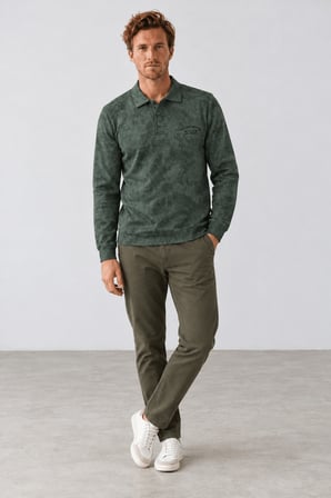 Yeni Sezon Erkek Regulat Fit İki İplik Polo Yaka Sweatshirt