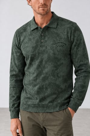 Yeni Sezon Erkek Regulat Fit İki İplik Polo Yaka Sweatshirt